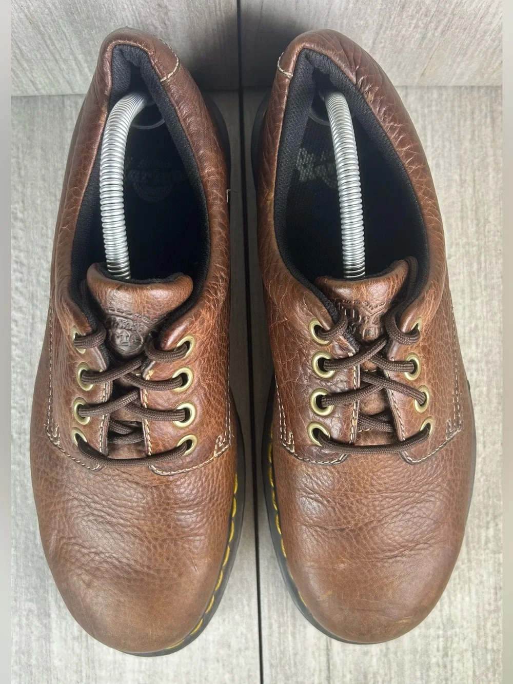 Y2K Dr. Martens Docs Boston Brown Pebbled Leather Derby Oxford Shoes Men Size 10
